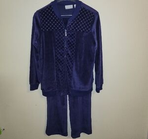 Alfred Dunner Purple Velour 2 Pc Set